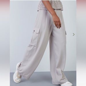 NUON high waist wide leg cropped Tanya pants light tan Sz 28 pants new